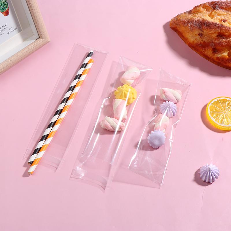 100 шт. прозрачные самозапечатывающиеся длинные пакеты для сладостей 5X20 см пакеты для крендельков многоразовые пакеты для упаковки конфет подарки сувениры