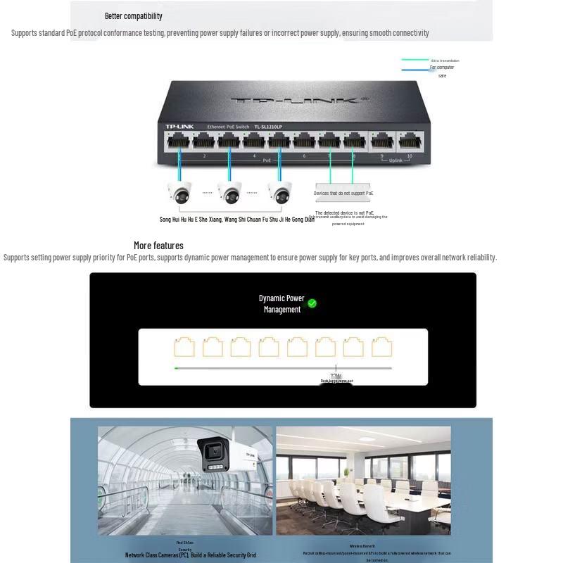TP-LINK Gigabit Uplink PoE Switch CN plug (adapter included)