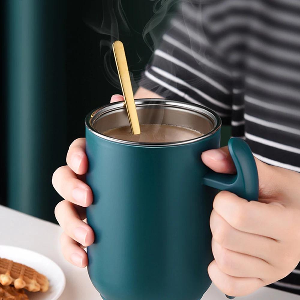 500ml Coffee Cup Large Capacity 304 Stainless Steel Mug with Lid Coffee Milk Cup Tea Coffee Mug Gift for Kitchen