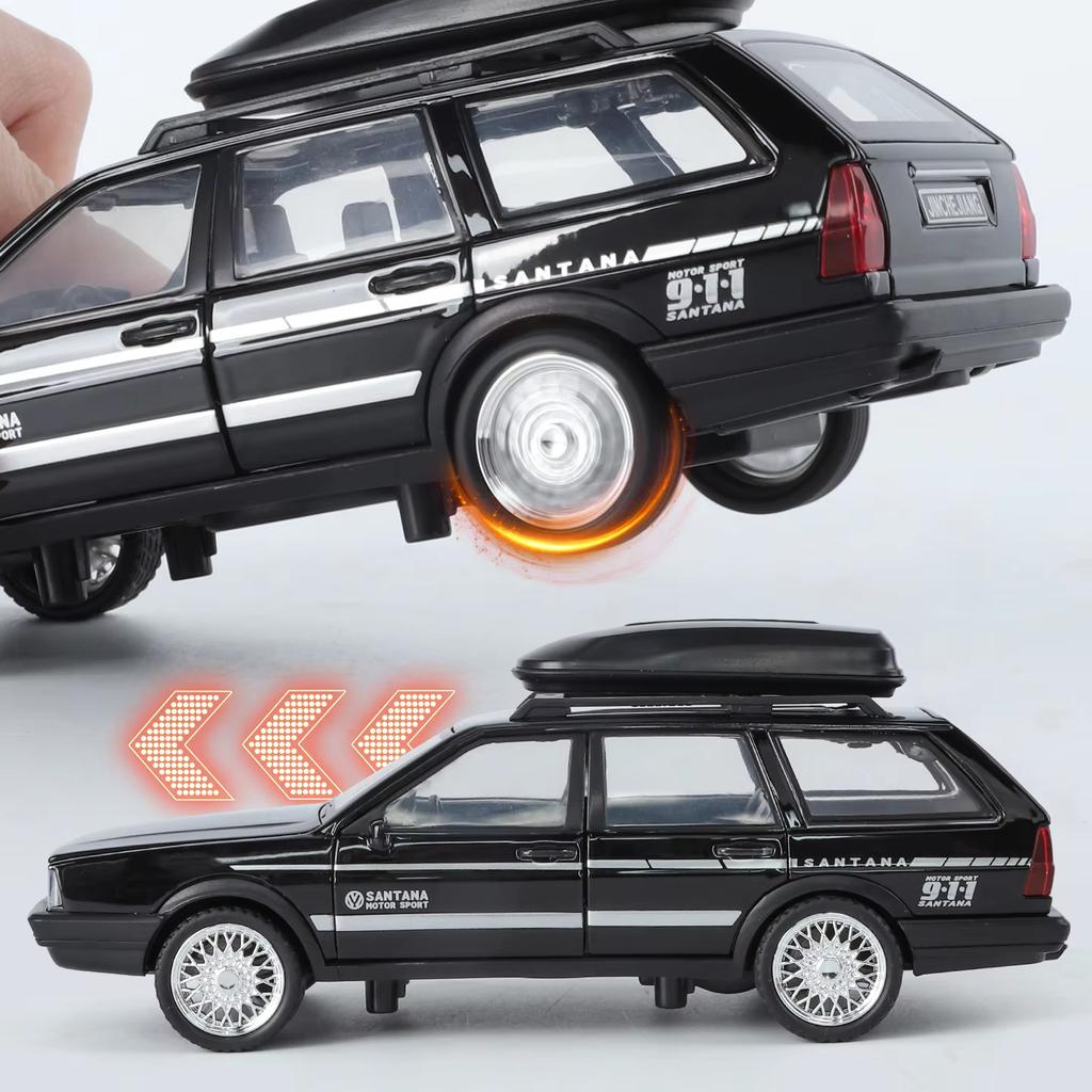 1/32 Volkswagen Santana Avant Универсал Металлическая модель автомобиля Литье под давлением Металлический транспорт для путешествий Модель автомобиля Симуляция звука и света Детская игрушка Подарок