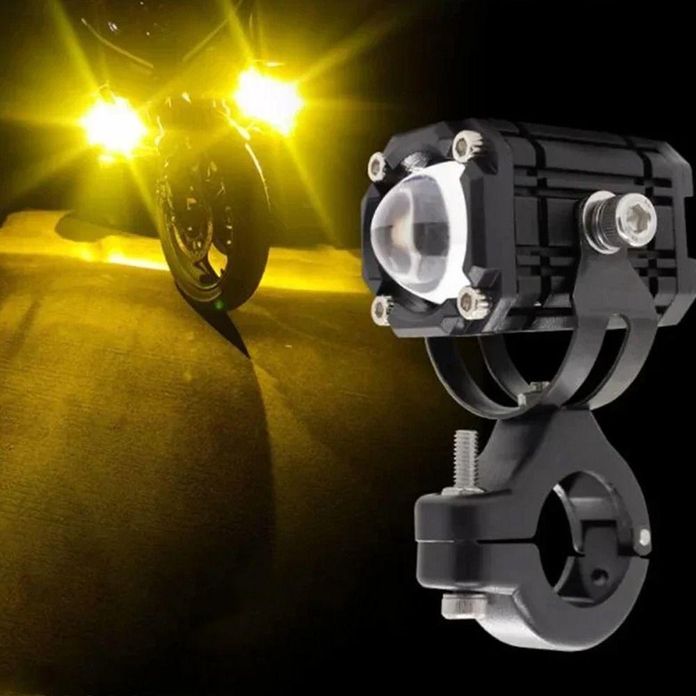 2pcs Waterproof Motorcycle Auxiliary Light White and Yellow Light Motorcycle Spotlight  Driving
