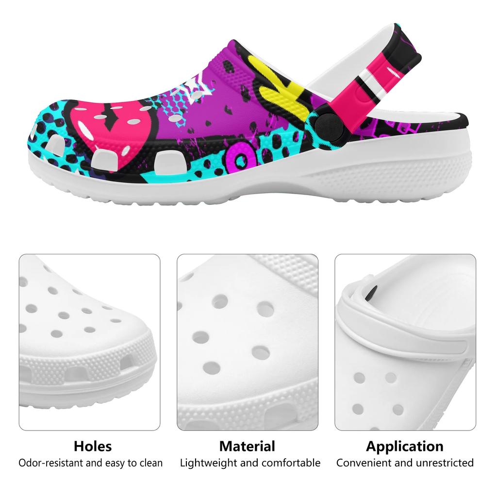 Printed EVA Beach Clogs Women Men Lightweight Breathable Slip On Garden Shoes Pool Bathroom Home Summer Sandals Garden Wear