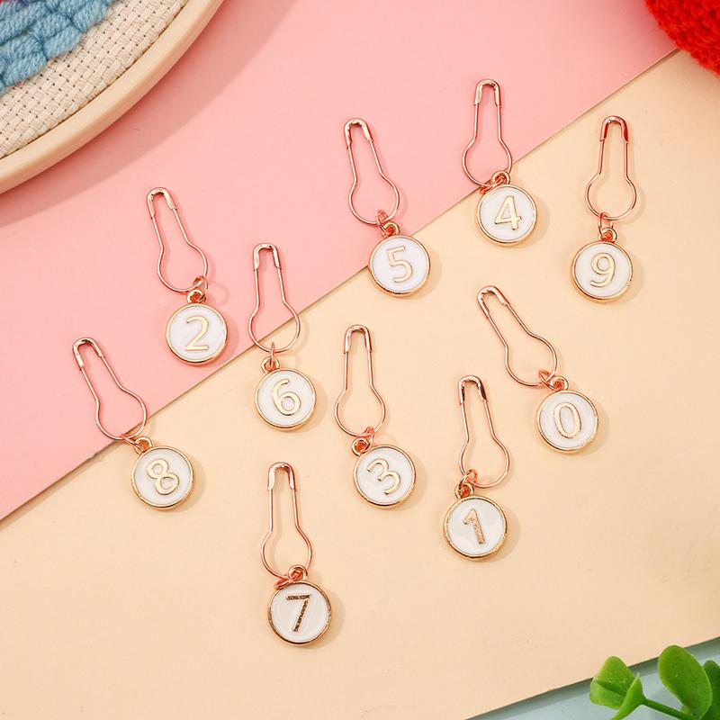 10-Pack Metal Sewing Supplies Organizer Enamel Numbered Embroidery Markers Crocheting Crochet and Knitting Tags Sewing Storage