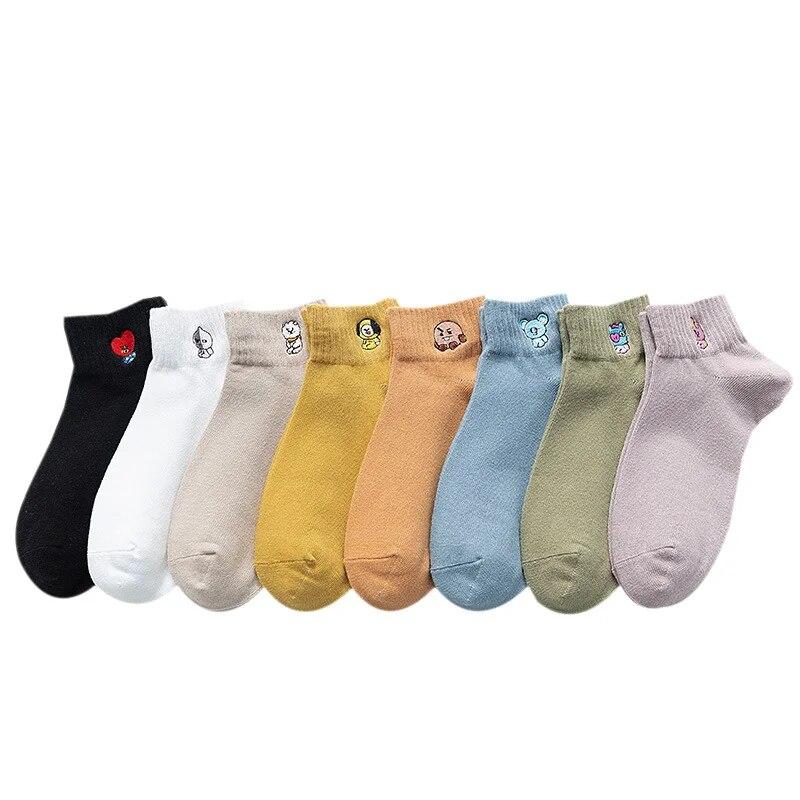 New Cartoon Print Women Socks Kawaii Cute Meias Divertidas Funny Korean Style Woman Calcetines Skarpetki Femme Chaussettes Sox
