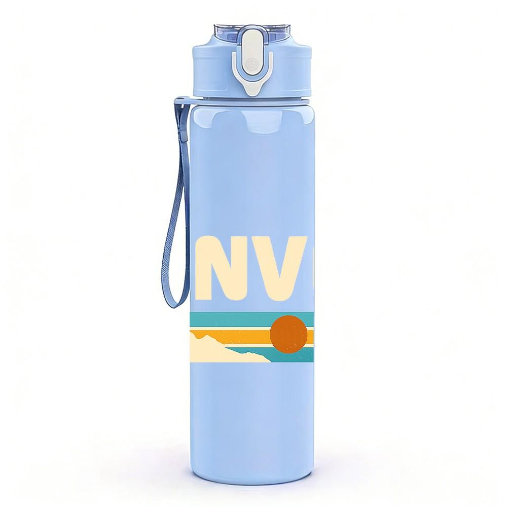 1PC Denver Mountain Sunset Text 750ml Color Plastic Sports Water Bottle Leakproof Flip Straw Lid Suitable for Sports Office Home Use