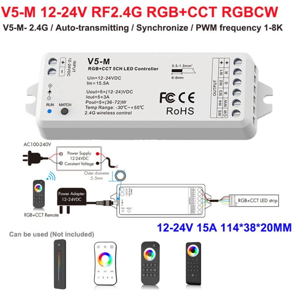Профессиональный светодиодный контроллер постоянного напряжения DC12-24V RF2.4GHz Драйвер светодиодной ленты ДИММЕР/CCD/RGB PWM Светодиодный диммер для дома