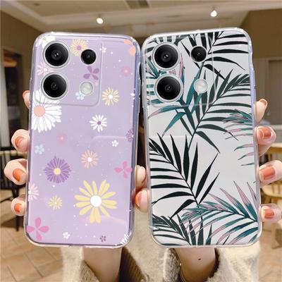 Мягкий силиконовый прозрачный чехол с цветочным узором для Xiaomi Redmi Note 13 Pro 13C Samsung A55 A54 A34 S24 M35 iPhone 15, защитный противоударный чехол для камеры