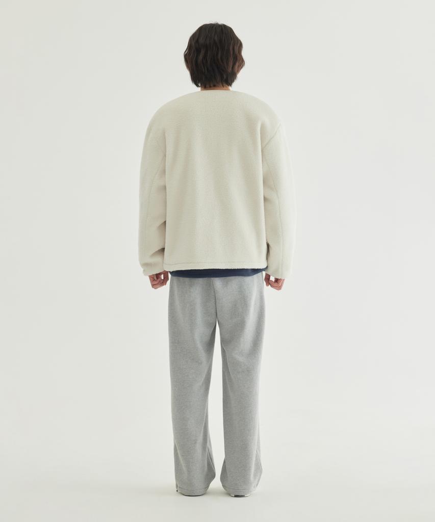 Covernat Collarless Sherpa Jacket Oatmeal