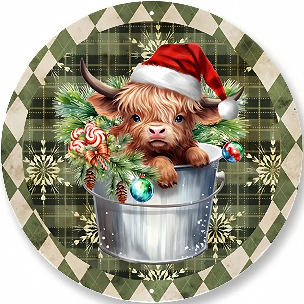 Круглая металлическая жестяная вывеска, художественная роспись, венок, декоративные тарелки, мультяшный снеговик, рождественский постер для декора стен дома, сада, гаража