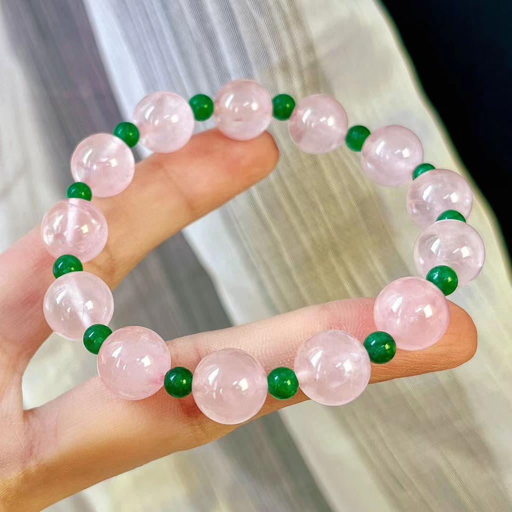 Retro Natural Powder Crystal Contrasting Color Jade Color Quartzite Gypsy Star Bracelet Atmosphere Bracelet Female Girlfriend