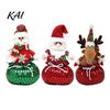 Candy Storage Containers Sequins Christmas Santa Claus/Snowman/Elk Ornaments with Candies Pocket, Festive Table Centerpieces Red or Green Figures for