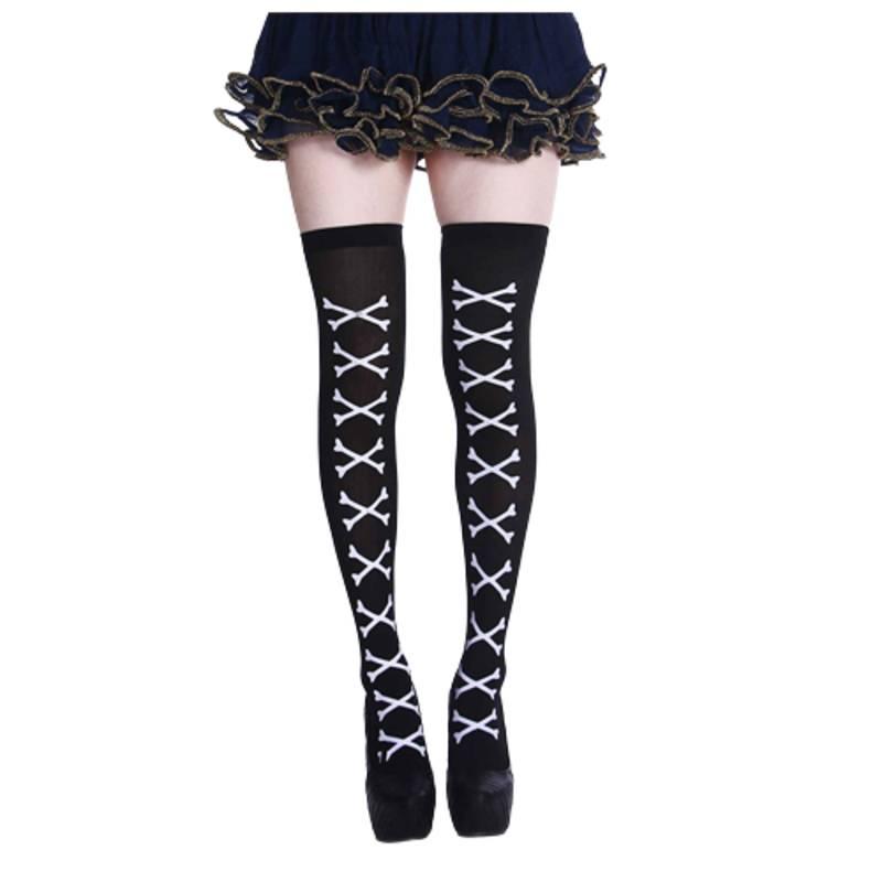 Хэнчжоу Хэллоуин Скелет Привидение Чулки до бедра Ультратонкие Дышащие Влаговпитывающие