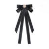 Vintage Crystal Rhinestones Jewelry Bowtie Polyester Collar Pretied Necktie Clip  Women