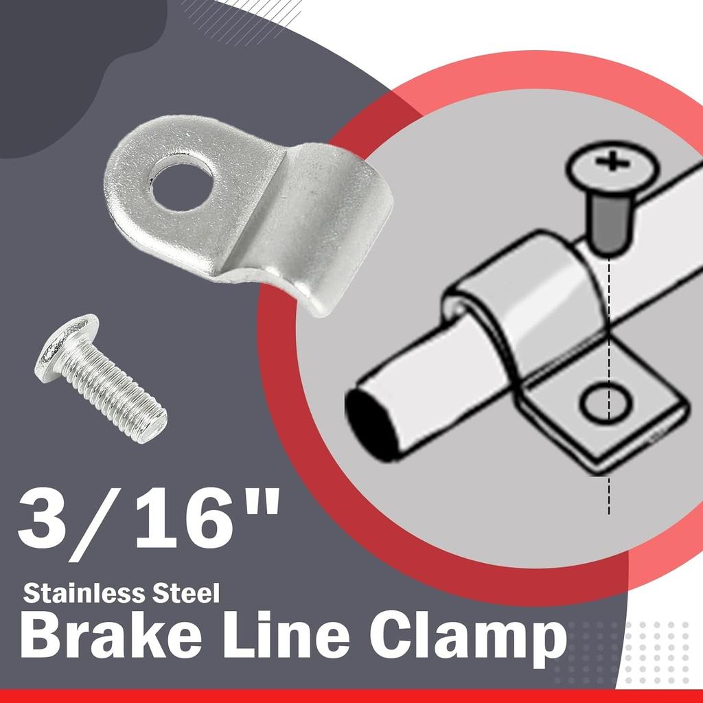 3/16" Stainless Steel Brake Line Clamps with Screw Street Rod Dune 48 pcs