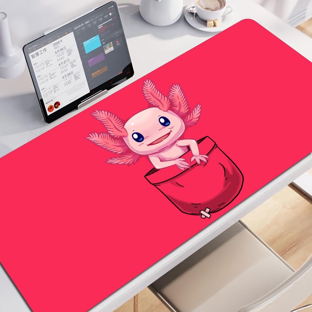 Cute Axolotl Design Aesthetic Large Gaming Mouse Pad Office Desk Mat Computer Keyboard Pad Nonslip Office Desk Decor Accessories