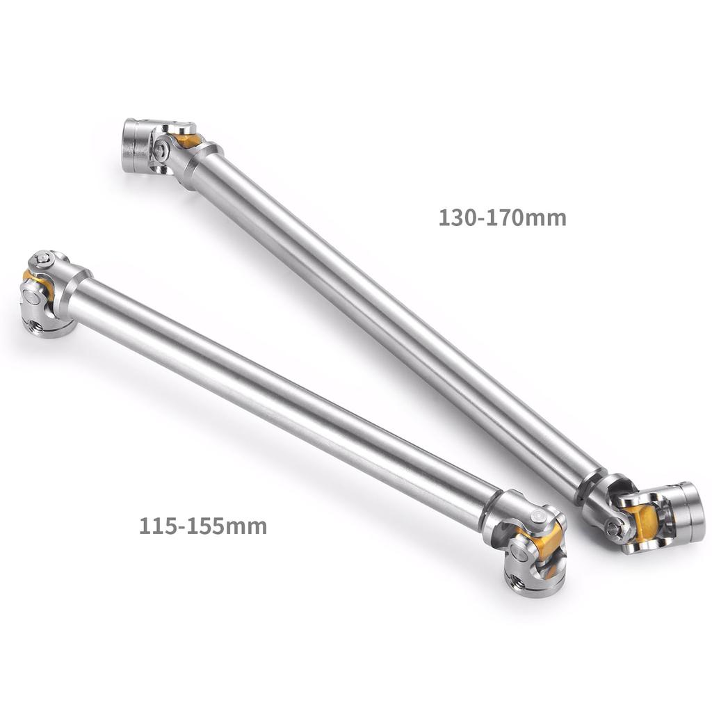 TRZX 2pcs Metal RC Drive Shafts for RC 1/14 Tamiya Trailer Tractor Truck Upgrade Parts (115-155mm + 130-170mm)