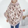 Women's Casual Poncho Faux Fur Shawl Wrap Cape with Faux Fur Trim Winter Sleeveless Cloak Coat Warm Pullover Luxury Knitted Sweater Poncho for Women