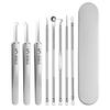 11-Piece Stainless Steel Blackhead and Acne Removal Kit with Tweezers