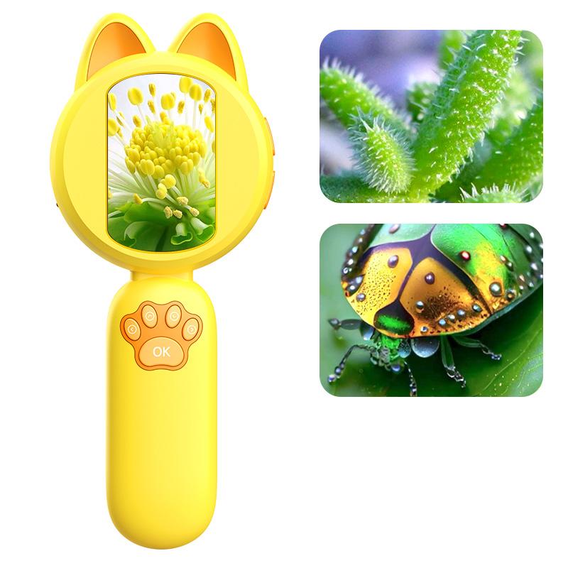 Детский микроскоп с 2-дюймовым IPS-экраном, портативный ручной увеличительный цифровой микроскоп для детей, образовательные научные подарки