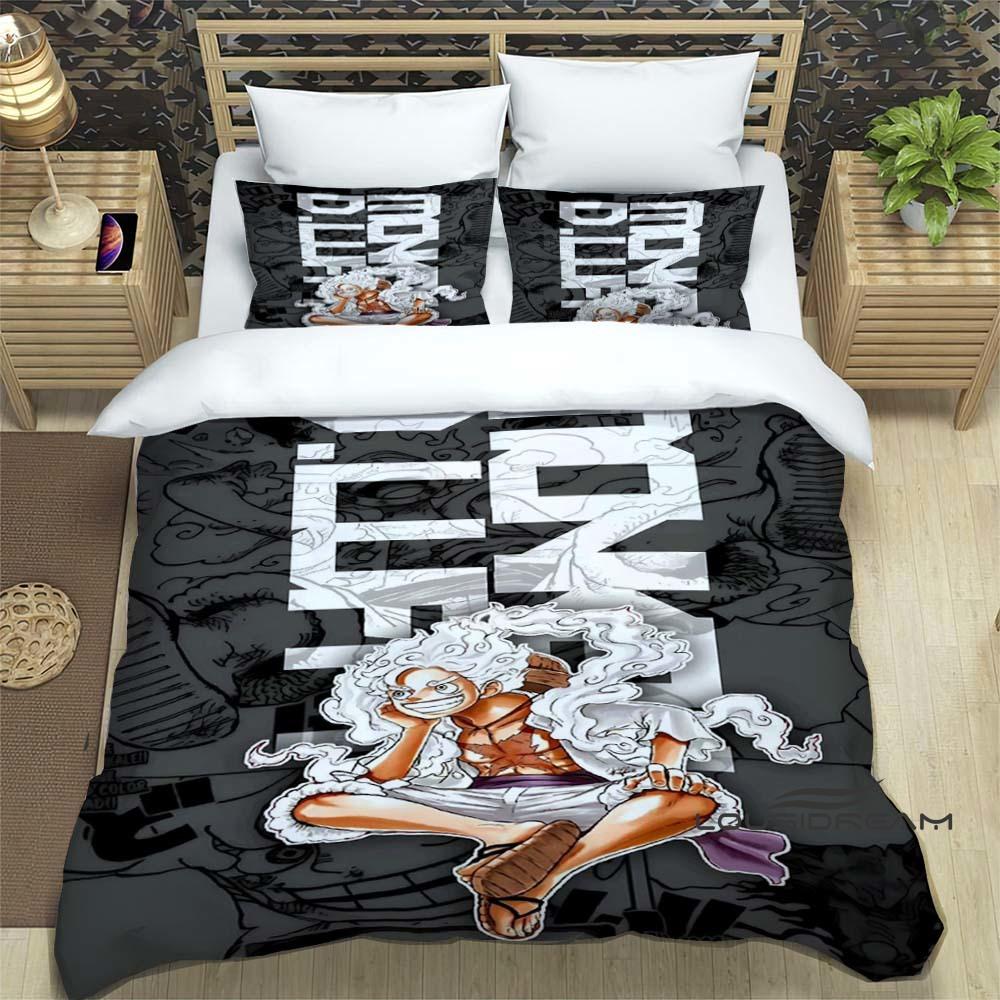 ONE PIECECartoon Monkey D. Luffy bedding set (duvet cover and pillowcases), extra-large/large size, machine washable, a holiday