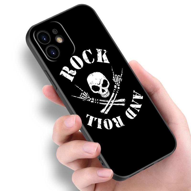 Чехол с крутым черепом в стиле рок-н-ролл для Apple iPhone 14 13 12 Mini 11 Pro Max 7 8 XR X XS 7 8 Plus SE 2020 2022, черный мягкий чехол