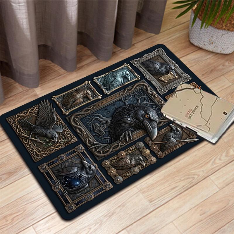 Raven Art Compilation Pattern Rug Floor Mat for Living Room or Bedroom Soft and Comfortable Carpet a Gift for Birthday and Holiday.