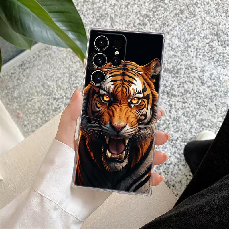 Прозрачный чехол с тиграми для Samsung Galaxy S26 S25 S24 S23 Ultra S20 S21 FE S22 Plus S26 Ultra S25FE Мягкий силиконовый чехол для телефона