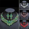 1 Set Earrings Necklace Set Elegant Green Faux Crystal Jewelry Set For Wedding