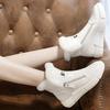 Fashion 4CM Platform Wedge Sneakers Women ZIP Ankle Booties Genuine Leather Chunky Autumn Winter Plush Warm Fur Comfortable Snow Boots