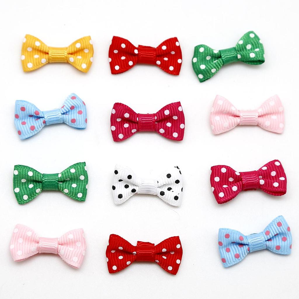 25/50Pcs Dots Satin Multi Color Grosgrain Dots Satin Ribbon Bow For Sewing Craft Wedding Bow Tie Decoration