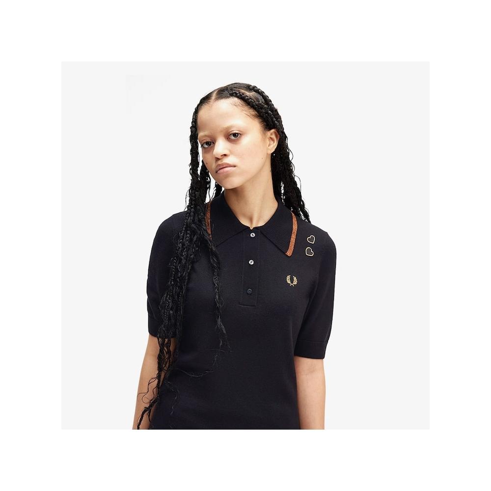 Fred Perry [amy Winehouse] Metallic Tip Knit Shirt   Black Afpf2438118 102 qzgAfpf2438118 102