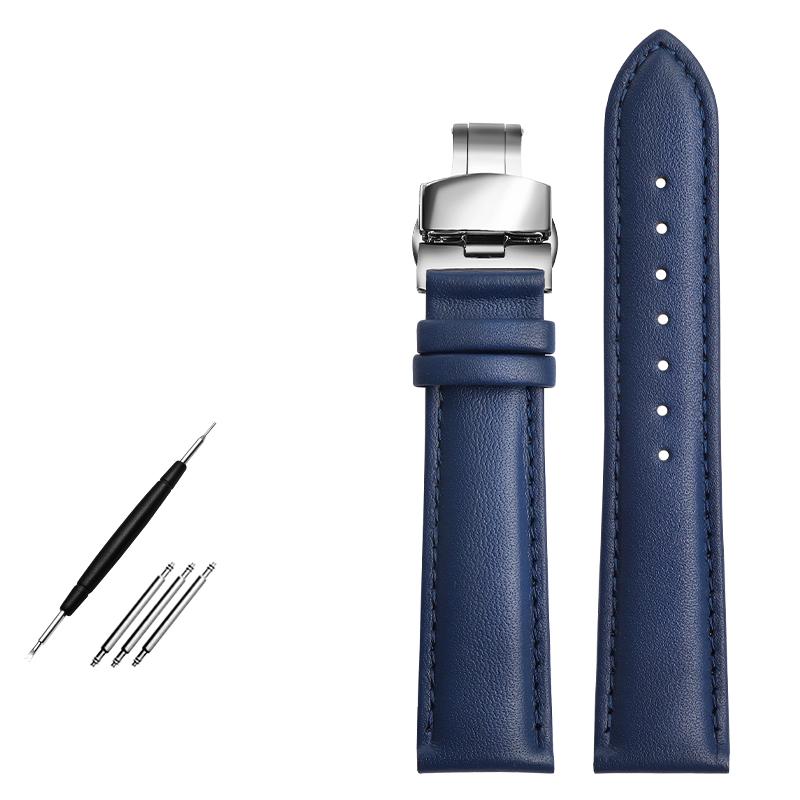 Высококачественный ремешок для часов из натуральной кожи для CITIZEN IWC Omega Blue Angel Коровья кожа Изогнутый конец Браслет Ремешок для часов