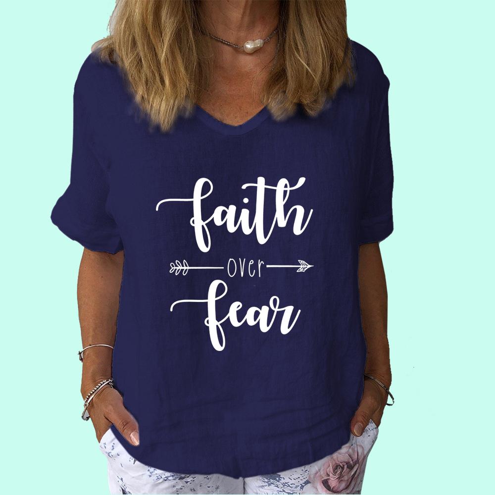 Женская модная футболка с V-образным вырезом, повседневная, из хлопка и льна, с коротким рукавом, женская футболка с принтом