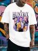 Men's Huntrix Anime Hunter Girl Band T-shirt Black Short Sleeve Casual Summer Tee With Huntrix Logo Text Print Round Neck