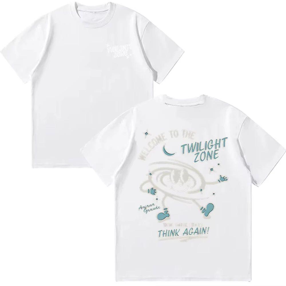Футболка Ariana Grande Twilight Zone Think Again Мужская Женская Винтажная Высококачественная Хлопковая Футболка Модная Повседневная Мягкая Футболка Топы Y2K