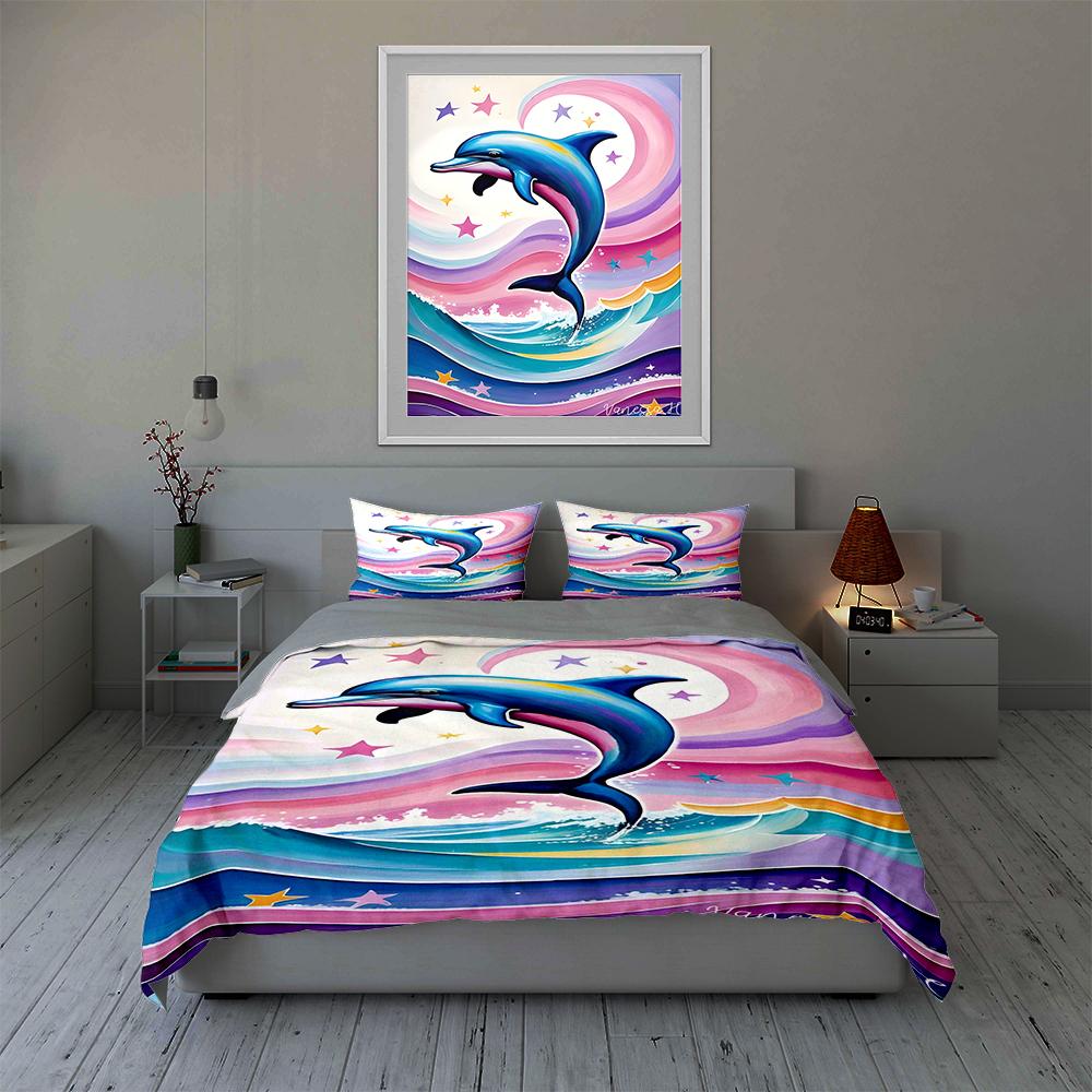 Dolphin ocean swirl Bedding Duvet cover sets Duvet covers Pillowcases gifts (1 * Duvet Cover 2 * Pillowcases, without duvet insert)