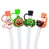 4pcs Bat Straw Toppers for Tumblers Halloween Straw Toppers Spider Ghost Pumpkin Straw Cover for 8mm Straws Soft Straw Topper