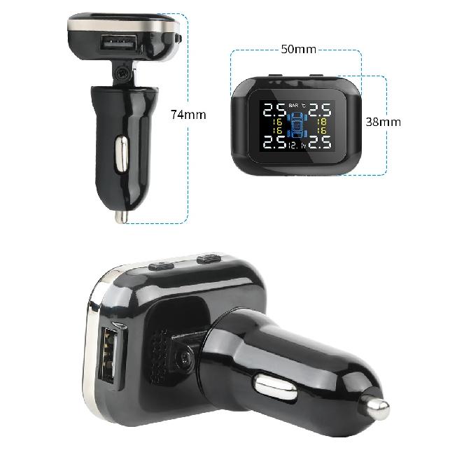 Jansite Car TPMS Cigarette Lighter Tire Pressure Monitoring System Sensors Auto Security Tpsm Sensor Adjustable Display Angle