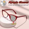 Photochromic Color-Changing Fashionable Ultra Light Myopia Glasses Retro Cat Eye Spring Leg Unisex Near Sight Eyeglasses