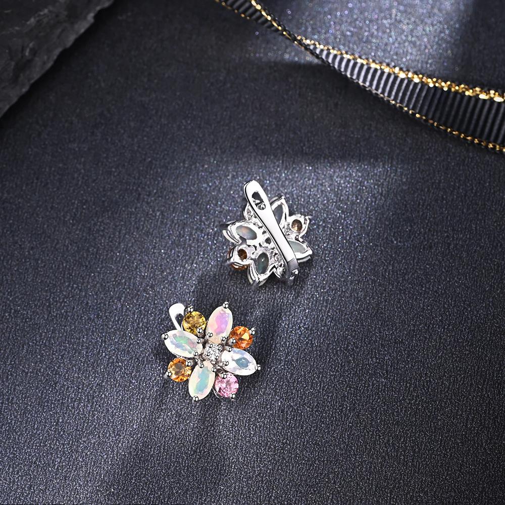 Романтический сладкий дизайн, серьги с натуральным многоцветным опалом и турмалином для женщин и девочек, изысканные ювелирные изделия из стерлингового серебра 925 пробы, подарок