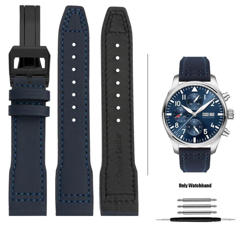 Кожано-нейлоновый ремешок для часов IWC Pilot Little Prince Mark IW388103 IW378005/003/001 Быстросъемный ремешок из коровьей кожи 20 мм 21 мм