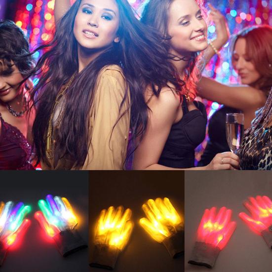 1Pair LED Light Up Hand Finger Gloves Halloween Christmas Costume Dance Decor