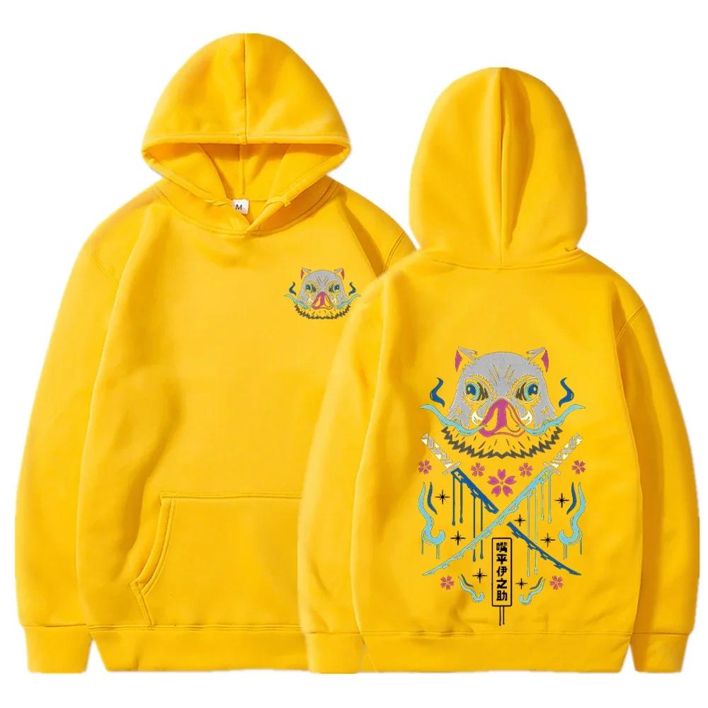 Аниме Худи Иноске Мужские Женские Kimetsu No Yaiba Каваи Манга Толстовки Готика Харадзюку Пуловер с капюшоном Повседневная Уличная одежда