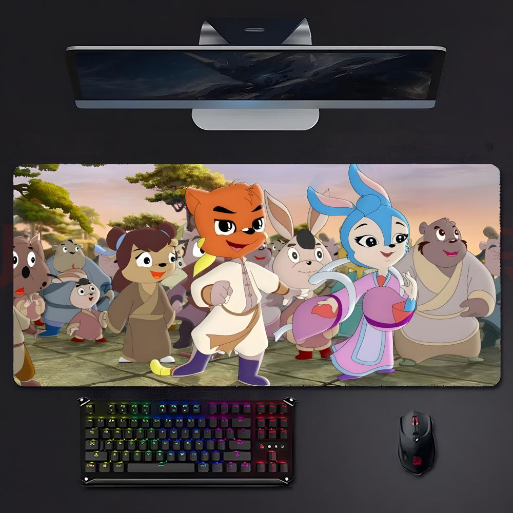 Cute Classic Anime Rrainbow Cat And Blue Rabbit Mouse Pad Mousepad Large Gaming Lockedge Thickened Pc Table Desk Mat