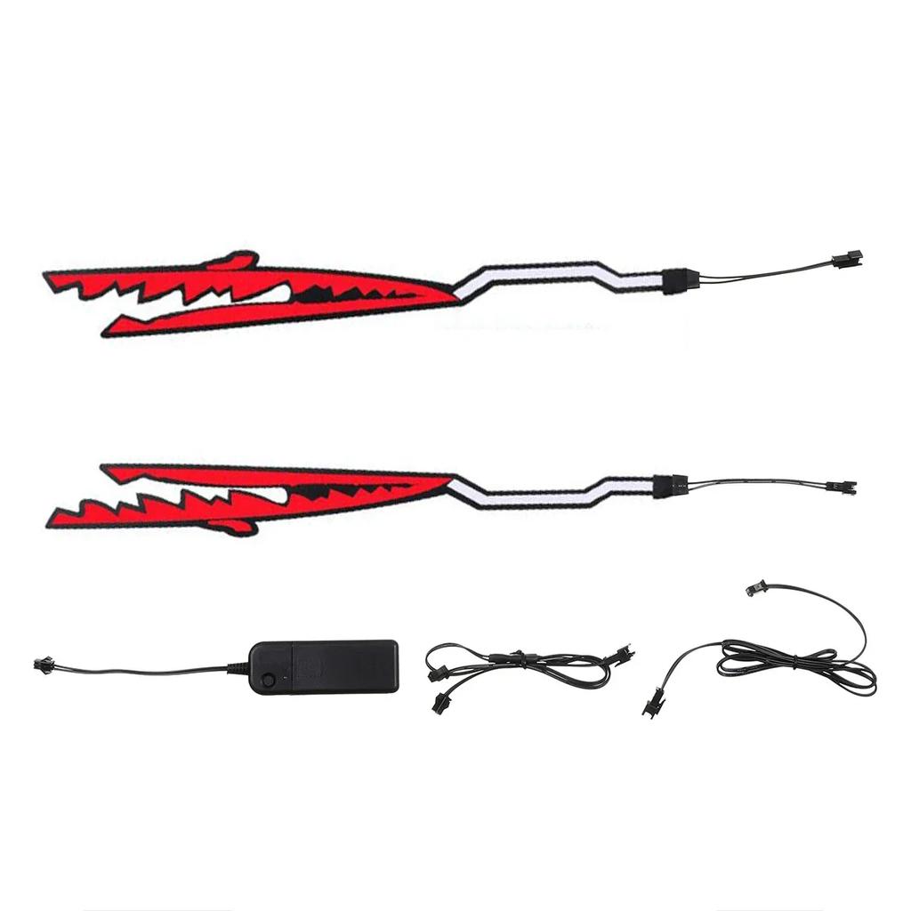 2 в 1 2 шт. светодиодная полоса для мотоциклетного шлема в стиле акулы, светящаяся ночью модифицированная наклейка