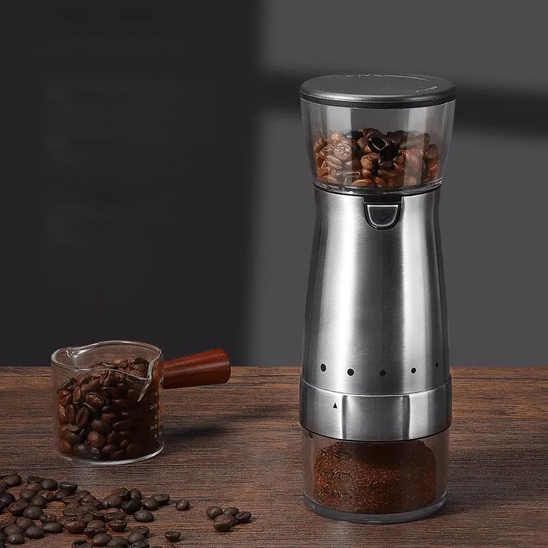 Портативная электрическая кофемолка, перезаряжаемая от USB, ручная кофемолка из нержавеющей стали, кофемолки, кухонные аксессуары