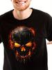 Men'S & Women'S Flaming Skull for Halloween T-Shirt with Glowing Eyes & Orange Flame - Soft Stretchy
