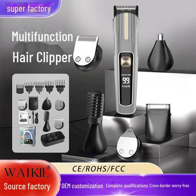 5-в-1 набор аккумуляторных электрических машинок для стрижки волос с цифровым дисплеем, моющиеся и профессиональные для использования за границей