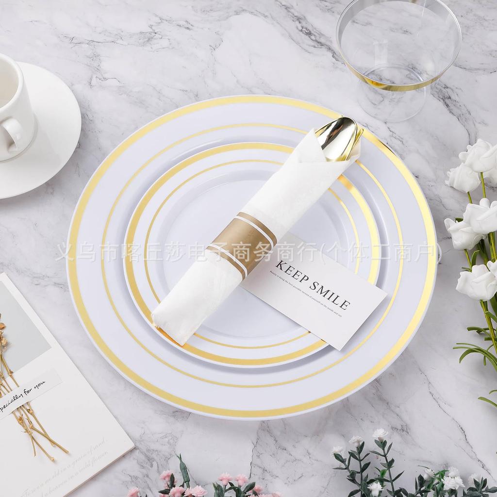 Одноразовый набор посуды Пномпень Пластиковая тарелка Нож и вилка Свадебное оформление Вечеринка по случаю дня рождения Праздничные принадлежности