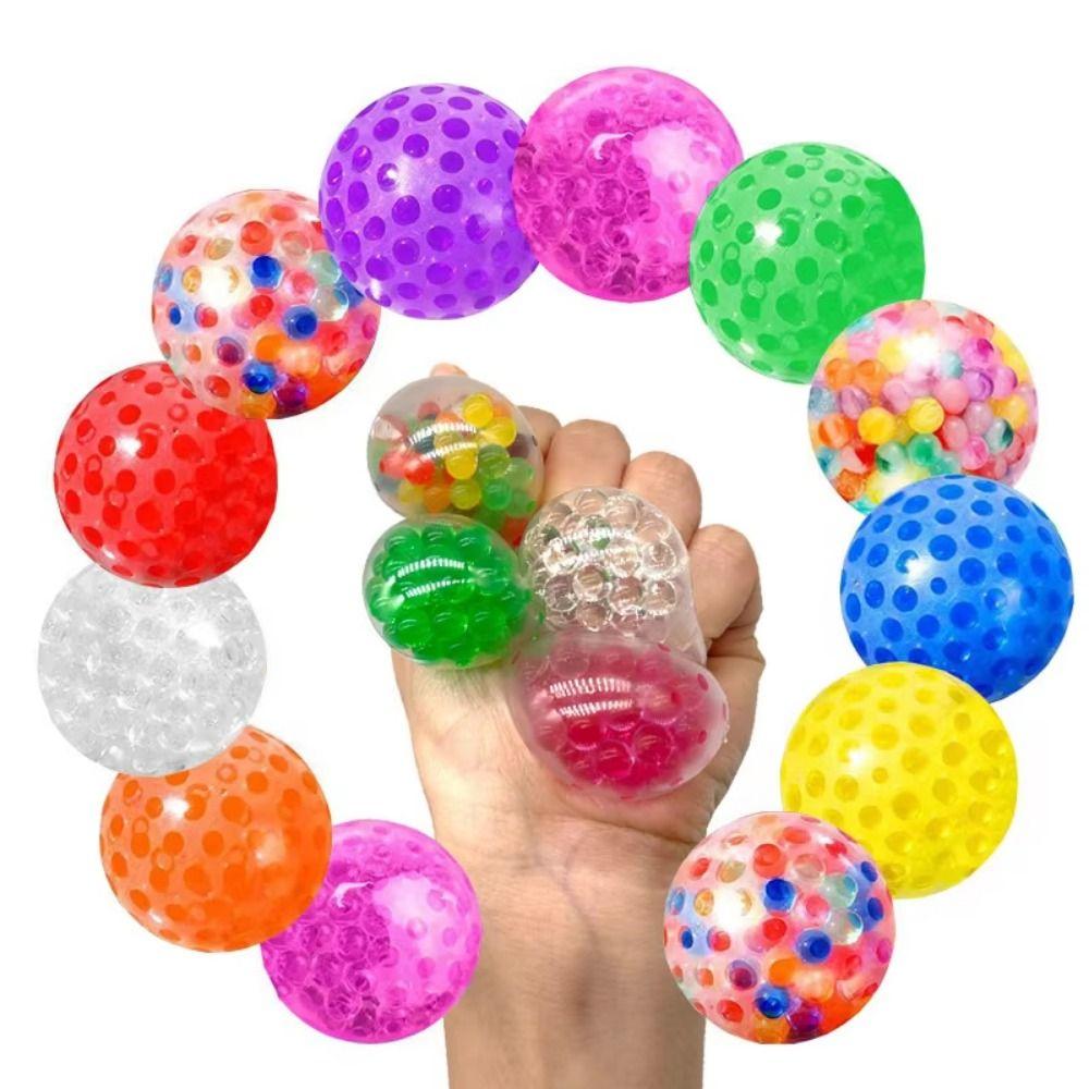 10pcs Transparent TPR Crystal Ball Solid Rainbow Ball Squeeze Toys  Children Birthday Gift